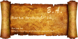 Barta Archibáld névjegykártya
